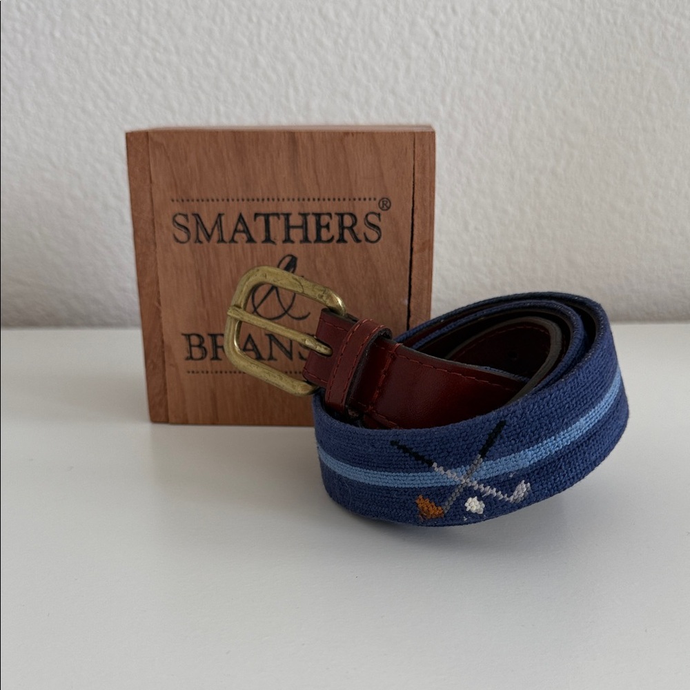 Smathers & Branson Needlepoint Crossed Clubs Belt